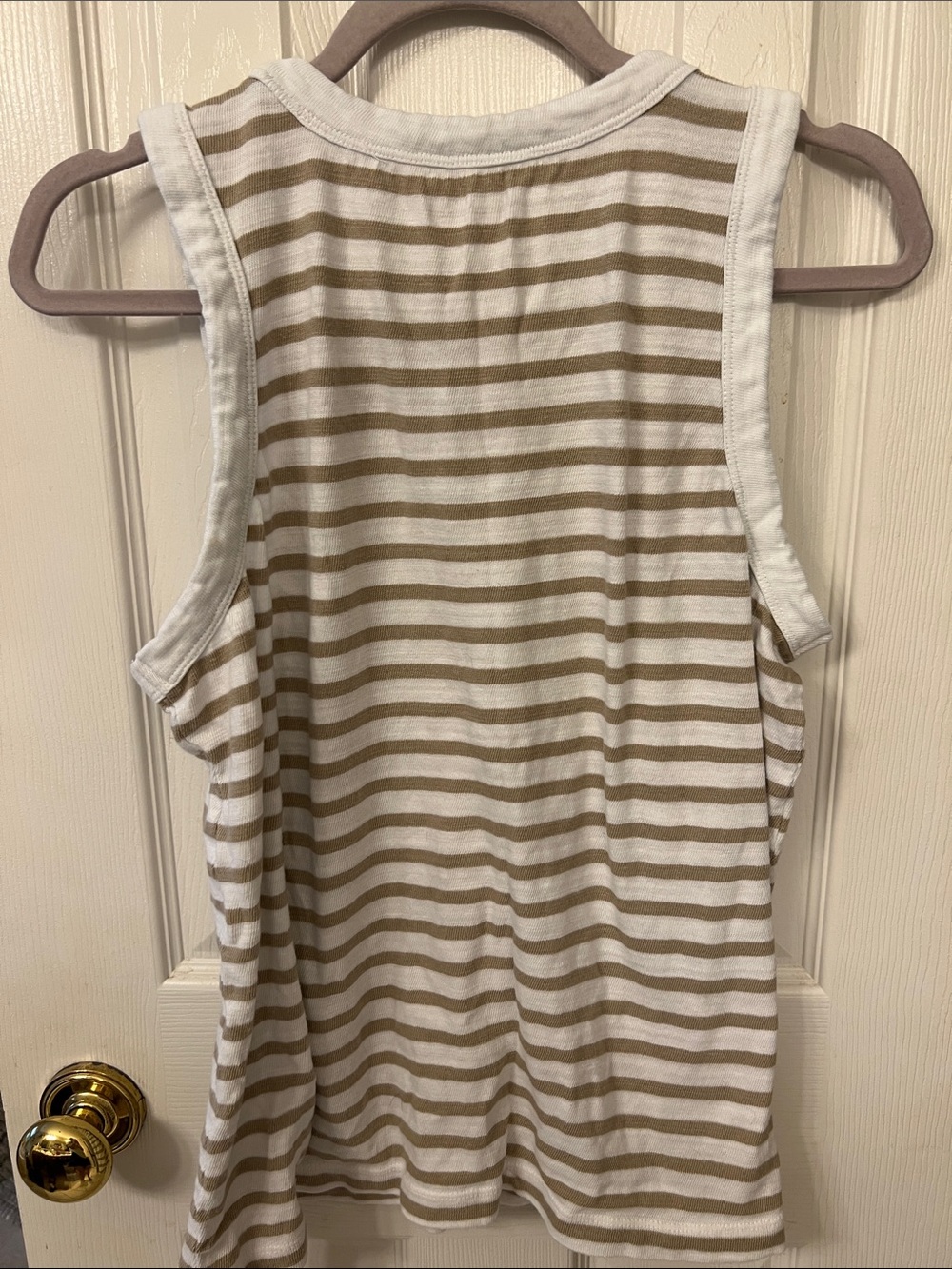 LOFT Cream and White Striped Sleeveless Tank - Picture 2 of 2